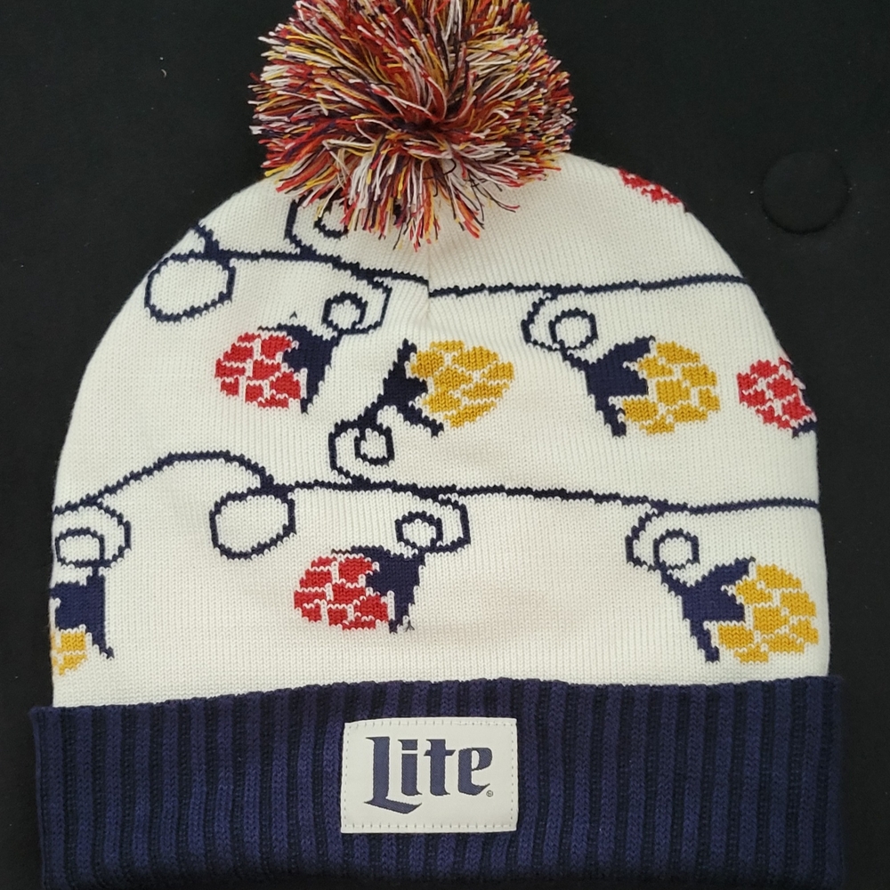 Miller Lite Pom-Pom Beanie-NWOT